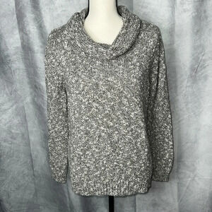 Croft & Barrow Gray & Cream Cowl Neck Sweater - size Large